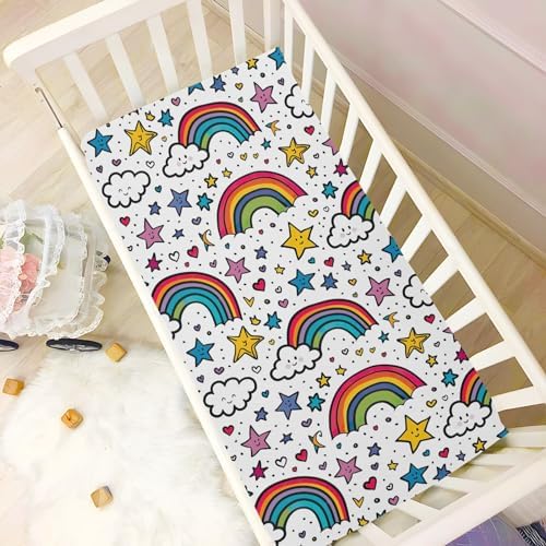 Wassud Rainbow Stars Crib Sheets Set
