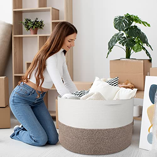 WISELIFE Large Cotton Rope Storage Basket with Handle