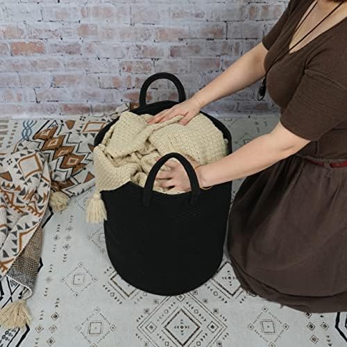 XUANGUO Black Cotton Rope Laundry Hamper