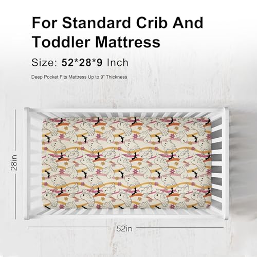 KASTLEE Halloween Ghosts Boho Floral Crib Sheet