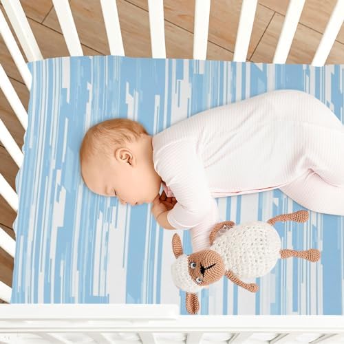 Abstract Blue Lines Fitted Crib Sheets for Baby Toddler