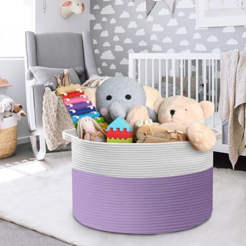 MEGASKET Purple Wicker Storage Basket 22x14 Inches