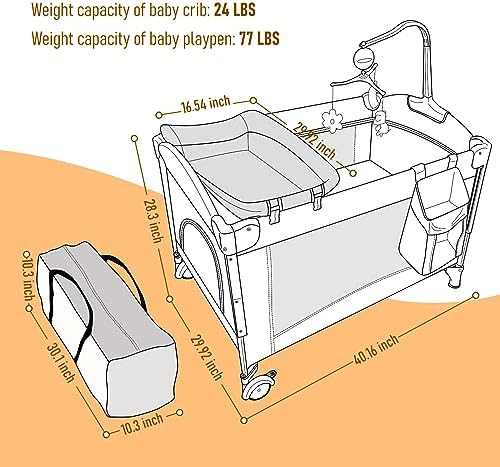 Jaoul 5 in 1 Baby Crib with Bassinet and Changing Table