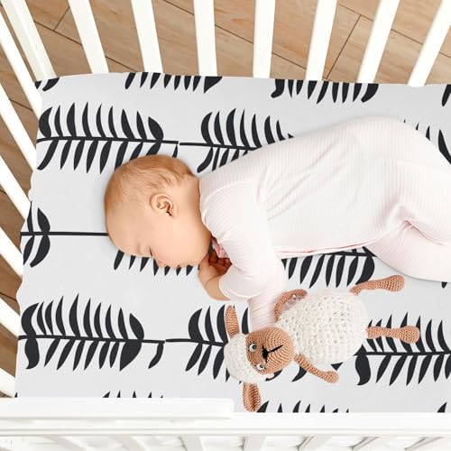 Wassud Black Fish Bone Crib Sheets Pack and Play 28x52 Inch
