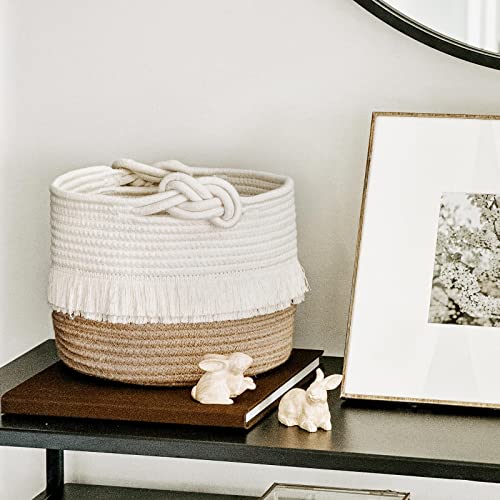 CherryNow Small Woven Storage Basket with Tassels 1