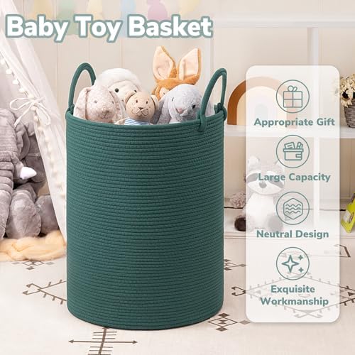 INDRESSME 197 x 138 Inch Woven Laundry Basket Hamper Green