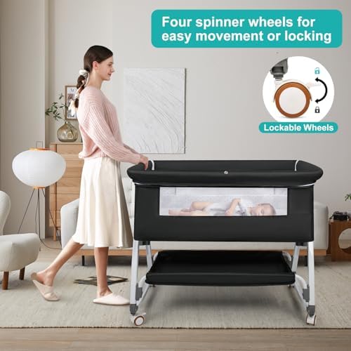 VOOI 3 in 1 Bassinet with Wheels and Canopy