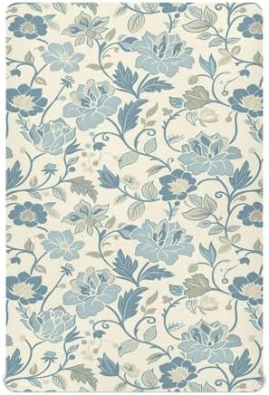 Wassud Light Blue Floral Crib Sheets Set 1
