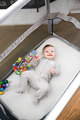 Joovy Coo Bassinet Portable with Storage and Rocking Playpen Gray