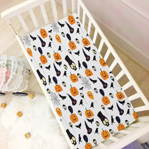 FUGIDOG Halloween Pumpkin Crib Sheets Soft Breathable