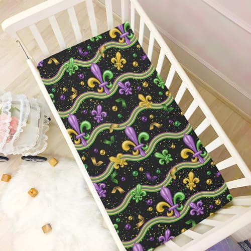 Fitted Crib Sheets Mardi Gras Stripes Playard Sheets for Baby Toddler