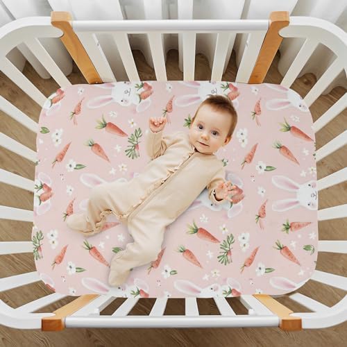 Wassud Rabbit and Carrot Crib Sheets for Boys and Girls