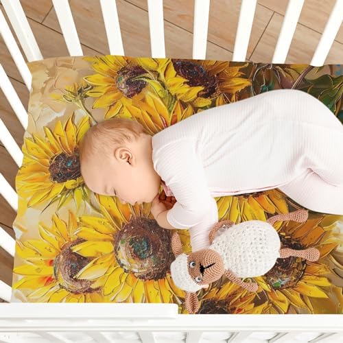 Wassud Sunflower Crib Sheets for Boys Girls