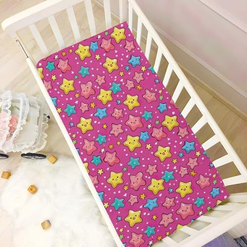Wassud Stars Cartoon Crib Sheets for Boys Girls 27x39 Inch