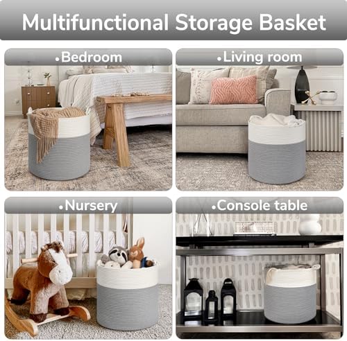Goodpick Cotton Rope Storage Basket for Baby Grey
