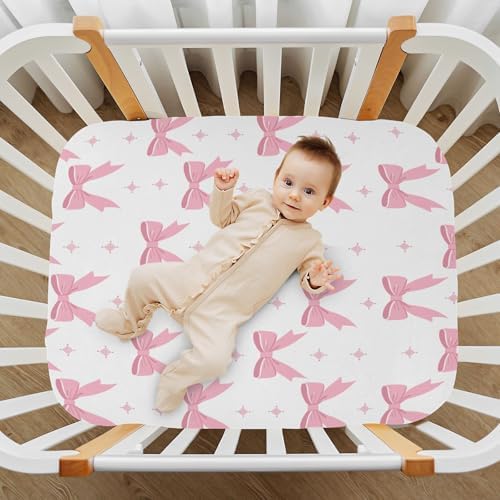 Jihqo Ribbon Bows Crib Sheets Pack N Play Set