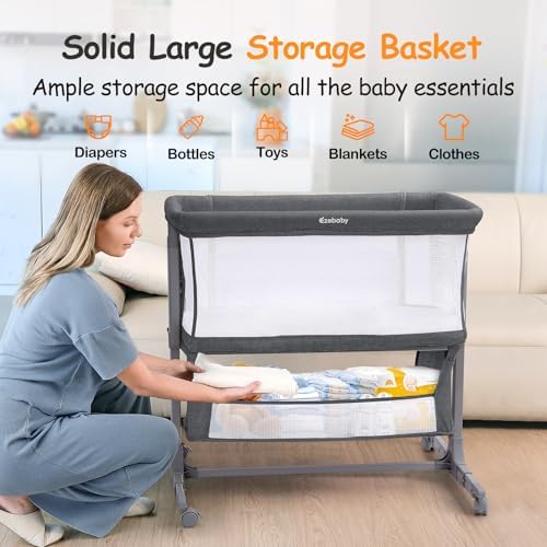 Ezebaby Bedside Bassinet with 7 Heights and Wheels