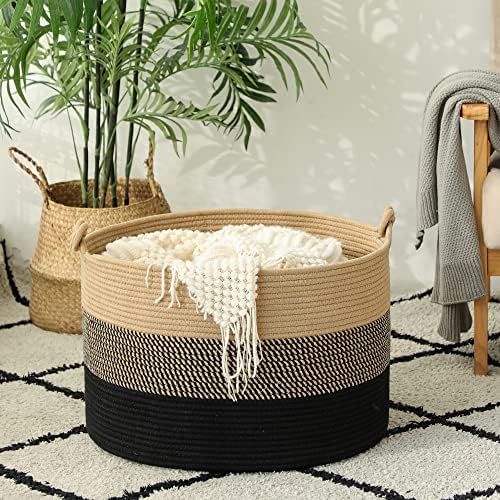 KAKAMAY Cotton Woven Blanket Basket 20x13