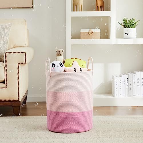 Fionas Magic Cotton Rope Laundry Hamper 58L Pink