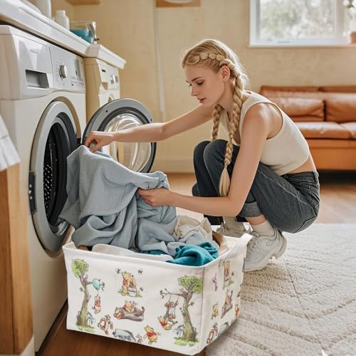 CORODER Rectangle Cute Bear Storage Basket With Waterproof PE Coating