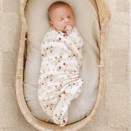 Konssy 2 Pack Muslin Swaddle Blankets for Newborn