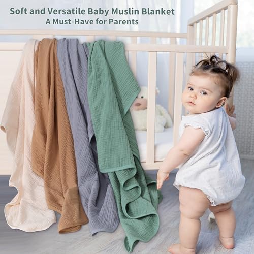 GUNTAIL Muslin Swaddle Blankets 2 Pack Soft Breathable for Newborn