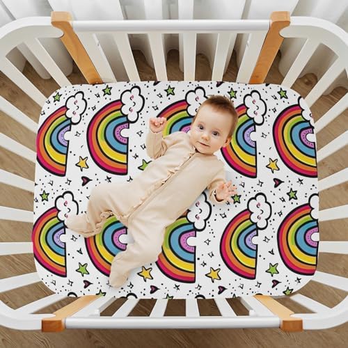 Wassud Rainbow Crib Sheets Set for Boys Girls