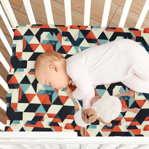 Wassud Geometric Crib Sheets Set for Boys and Girls