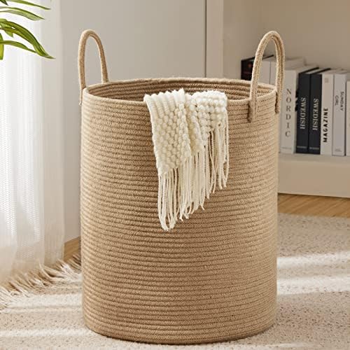 YOUDENOVA Jute Rope Tall Laundry Hamper Basket 72L Capacity