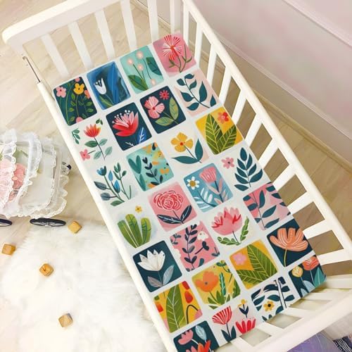 Wassud Flower Flat Crib Sheets for Boys Girls