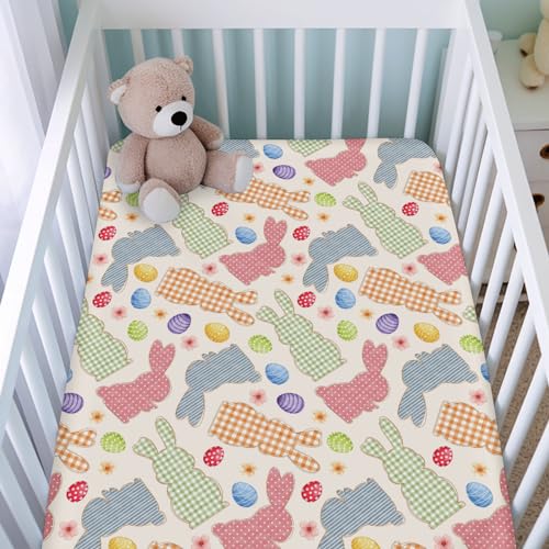 KASTLEE Easter Bunny Plaid Crib Sheets 52x28