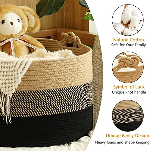 KAKAMAY Cotton Woven Blanket Basket 20x13