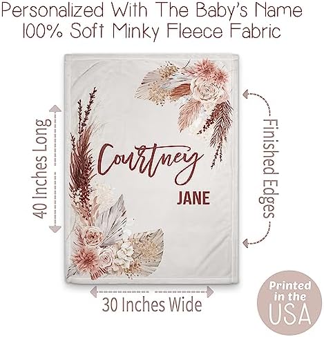 Personalized Pink Floral Baby Blanket with Monogram