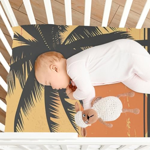 KICPOAY Crib Sheets with Coconut Tree Stripes