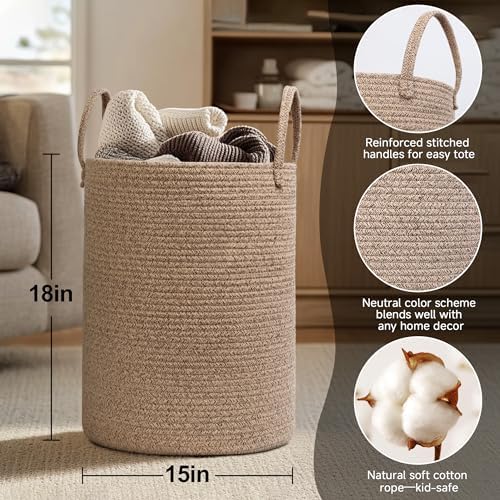 Large Woven Laundry Basket 15x18 for Bedroom and Nursery Use