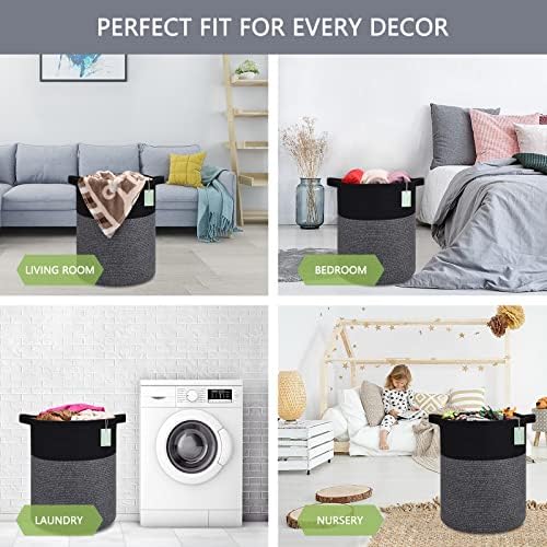 BOSROTY Large Laundry Hamper for Kids 72L Black Gray