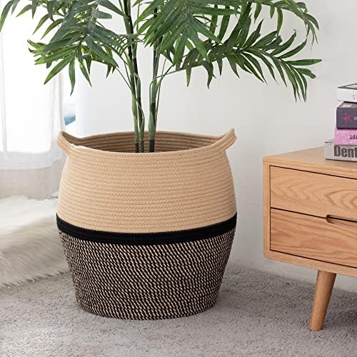 KAKAMAY Cotton Woven Storage Basket 17x17x17 Black