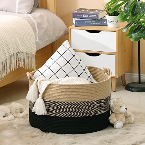 KAKAMAY Cotton Woven Blanket Basket 20x13