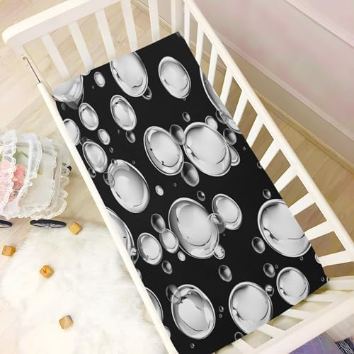 Wassud White Bubbles Crib Sheets Pack and Play Fitted 27x39 Inches