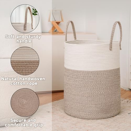 JMvicyroam Large Woven Laundry Basket Hamper 60L