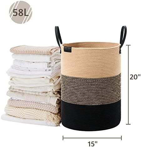 VIPOSCO Tall Laundry Basket 58L Brown Black