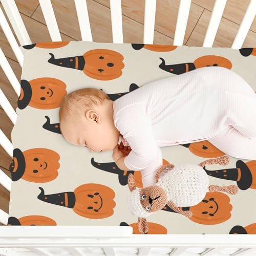 FUGIDOG Halloween Pumpkin Crib Sheets Soft Breathable 1