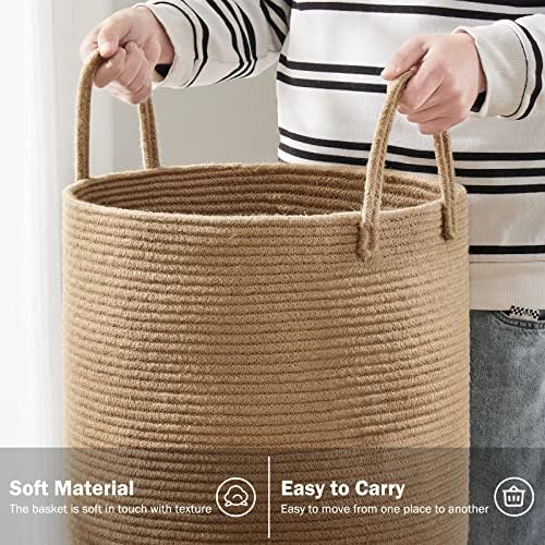 YOUDENOVA Jute Rope Tall Laundry Hamper Basket 72L Capacity