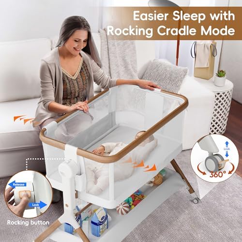 Starmons Bassinet Bedside Sleeper with Rocking Motion