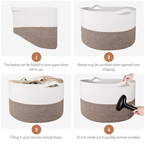 WISELIFE Large Cotton Rope Storage Basket with Handle