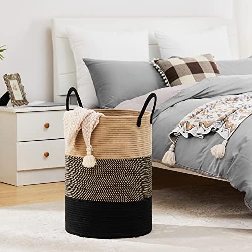 Fionas Magic 100L Woven Laundry Hamper Basket Brown Black
