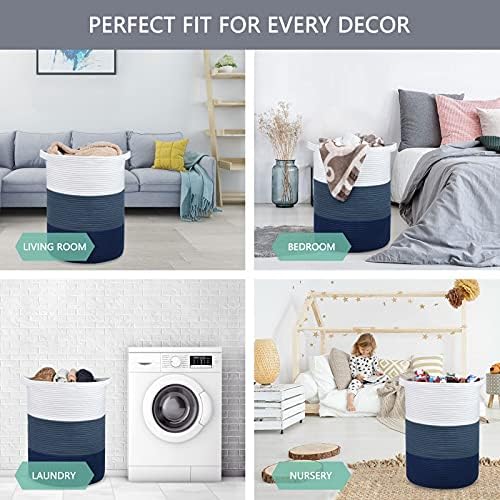 BOSROTY Large Woven Laundry Basket 72L 16x22 Multi-Use Storage