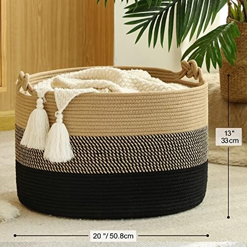 KAKAMAY Cotton Woven Blanket Basket 20x13