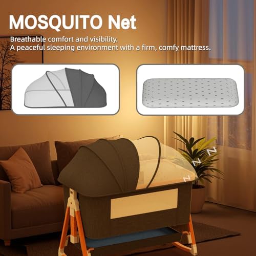YUFU 3 in 1 Bassinet with Storage and Mosquito Net