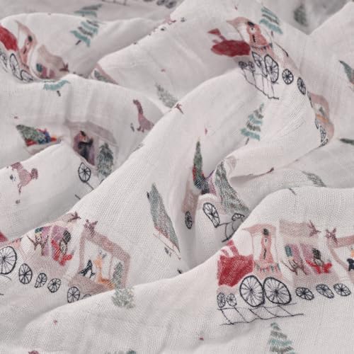 GLLQUEN BABY Swaddle Blanket 6 Pack - Pine Tree Train Design